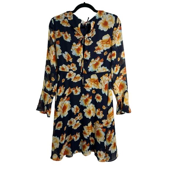 Betsey Johnson Navy Floral Back Tie Fit and Flare Dress - Picture 4 of 9